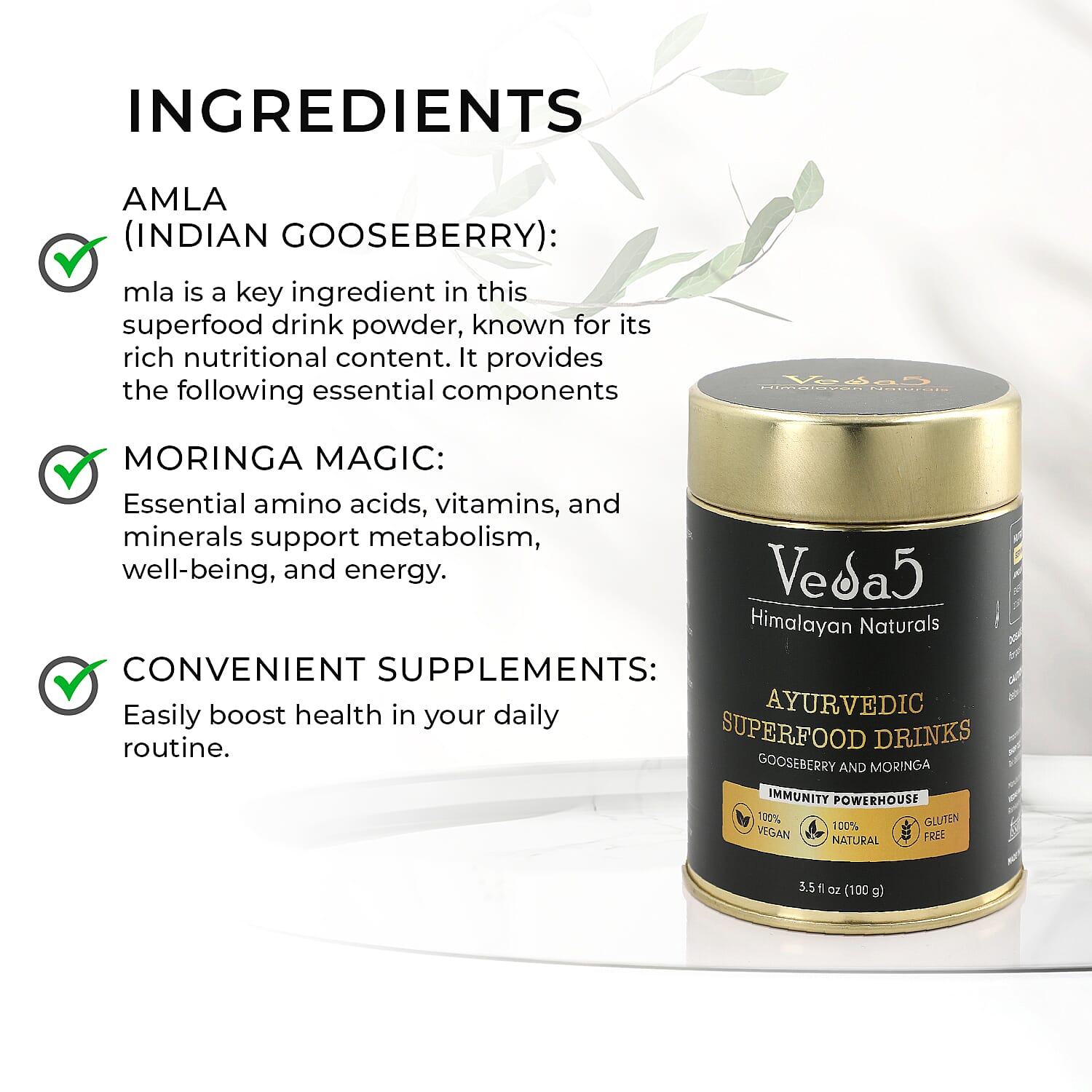 Veda 5 Amla & Moringa Supplements - 100 Gms