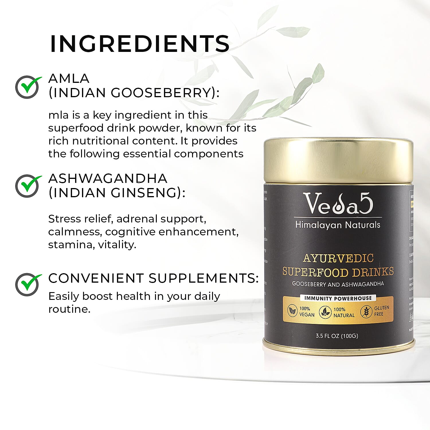 Veda 5 Amla - Ashwagandha Supplements - 100 Gms