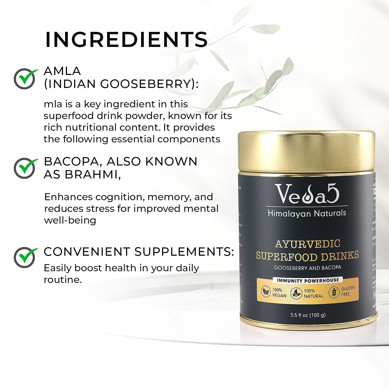 Veda 5 Amla - Brahmi Supplements - 100 Gms