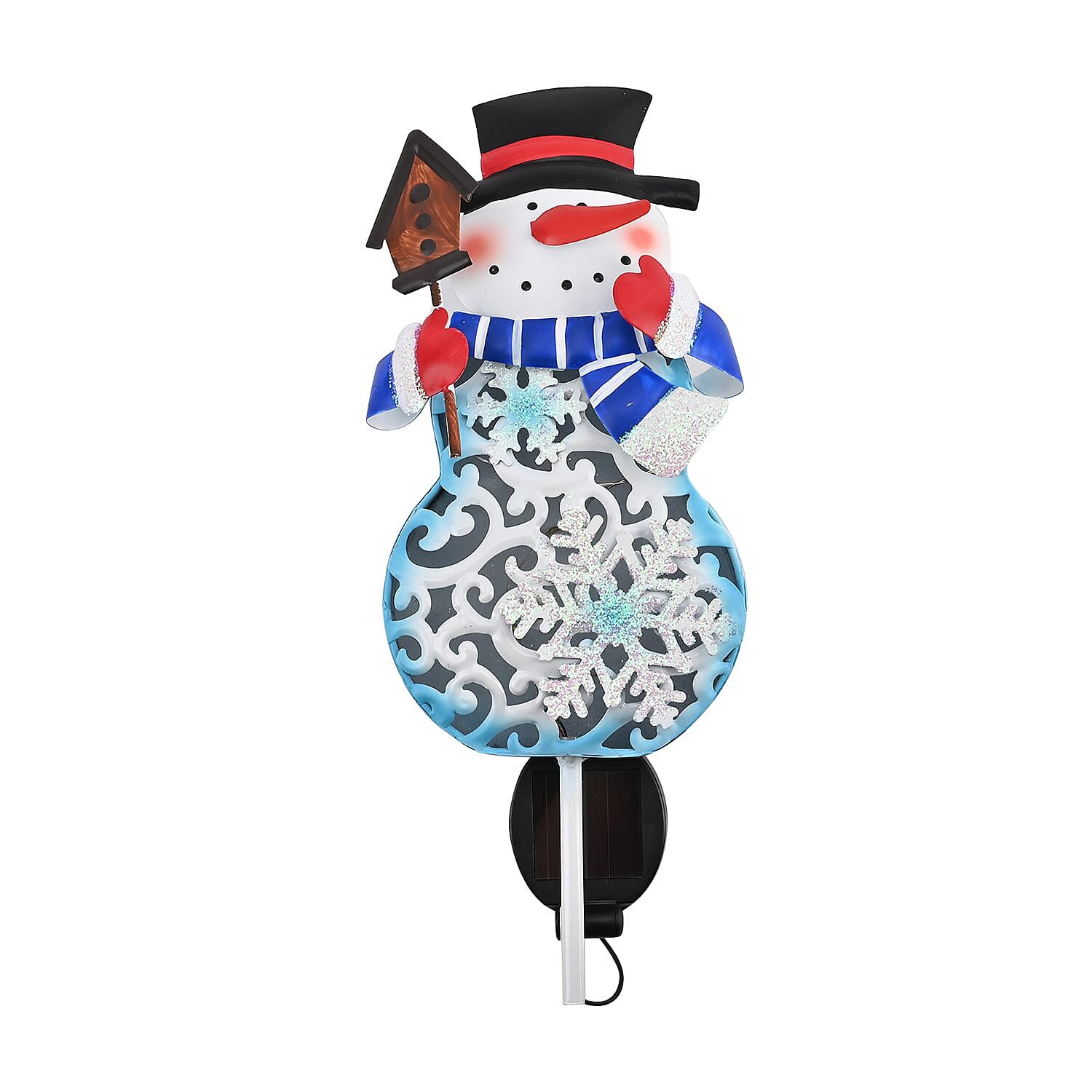 Solar Snowman Garden Stake Warm LED Light - White