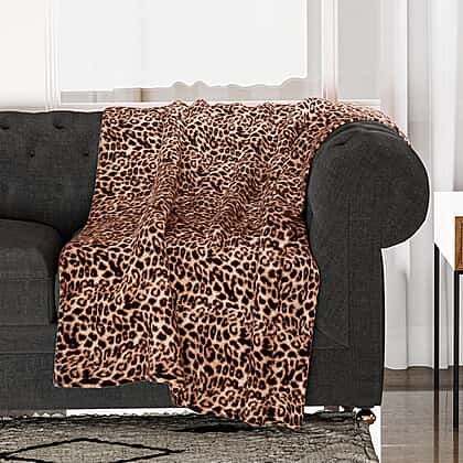 TJC Essentials Leopard Pattern Sherpa Blanket (Size 200x150 cm