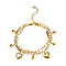 Heart Charm Bracelet (Size - 7.5) in Yellow Gold Plated Stainless Steel