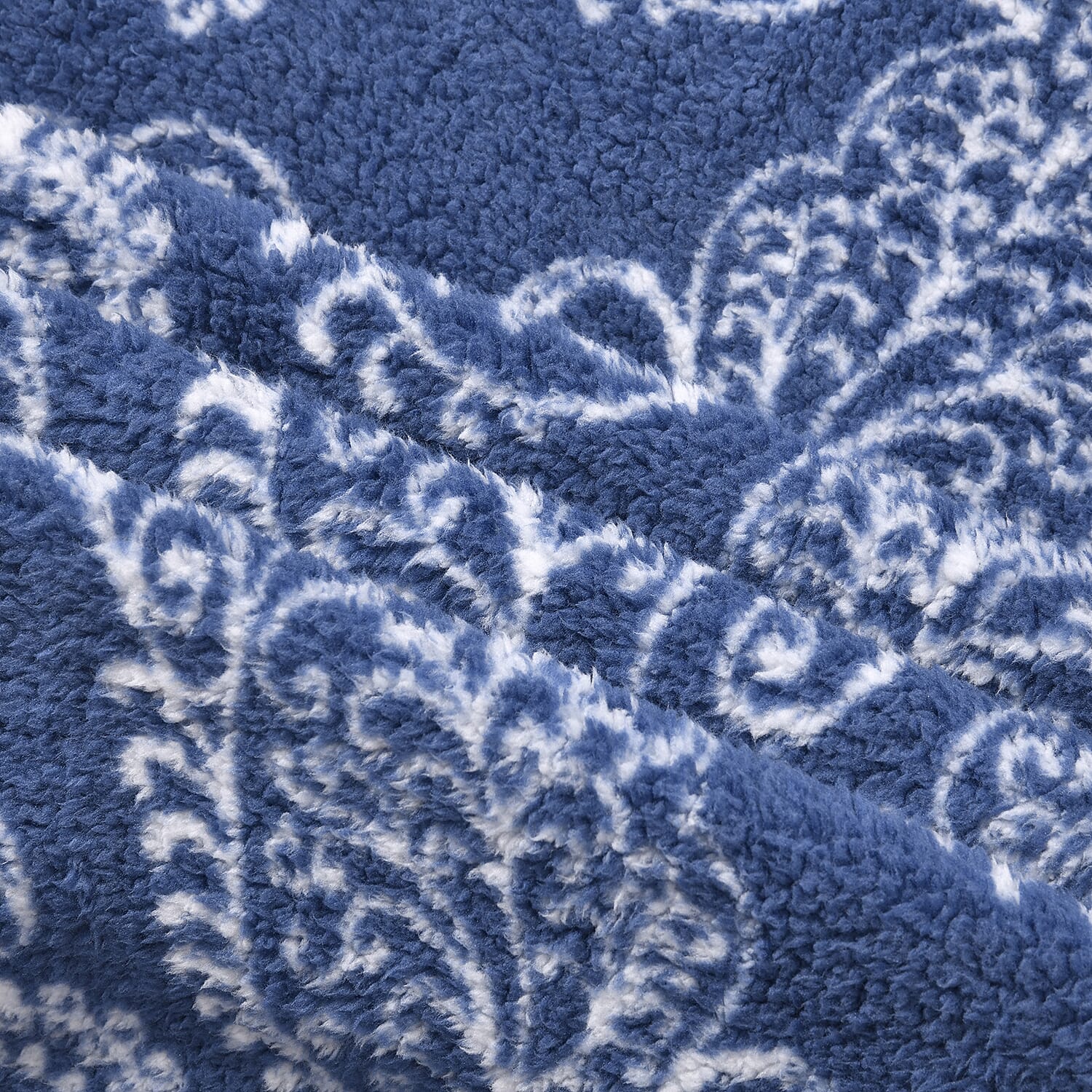 TJC Essentials Abstract Pattern Ultra Soft Sherpa Blanket (Size 200x150 cm) - Blue