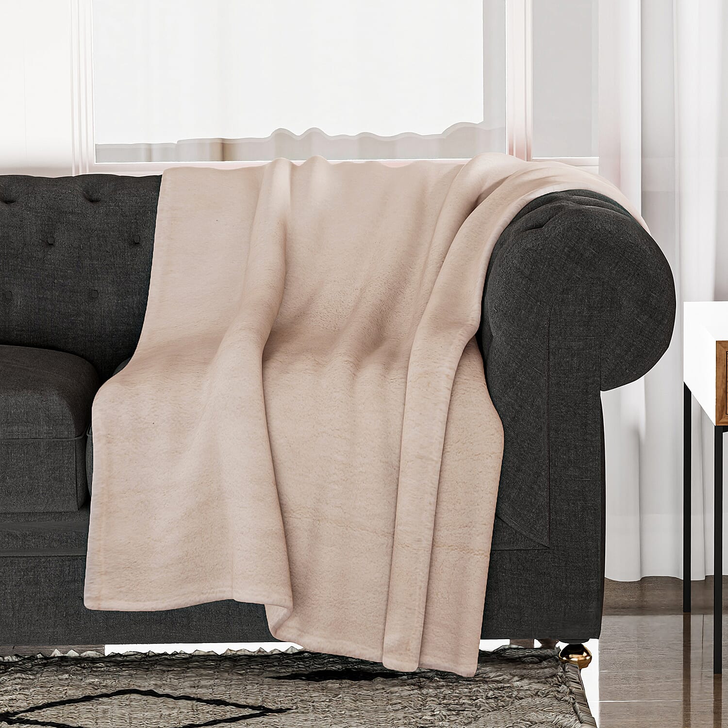 TJC Essentials Polyester Printed Blanket (Size 150x1 cm) - Ivory