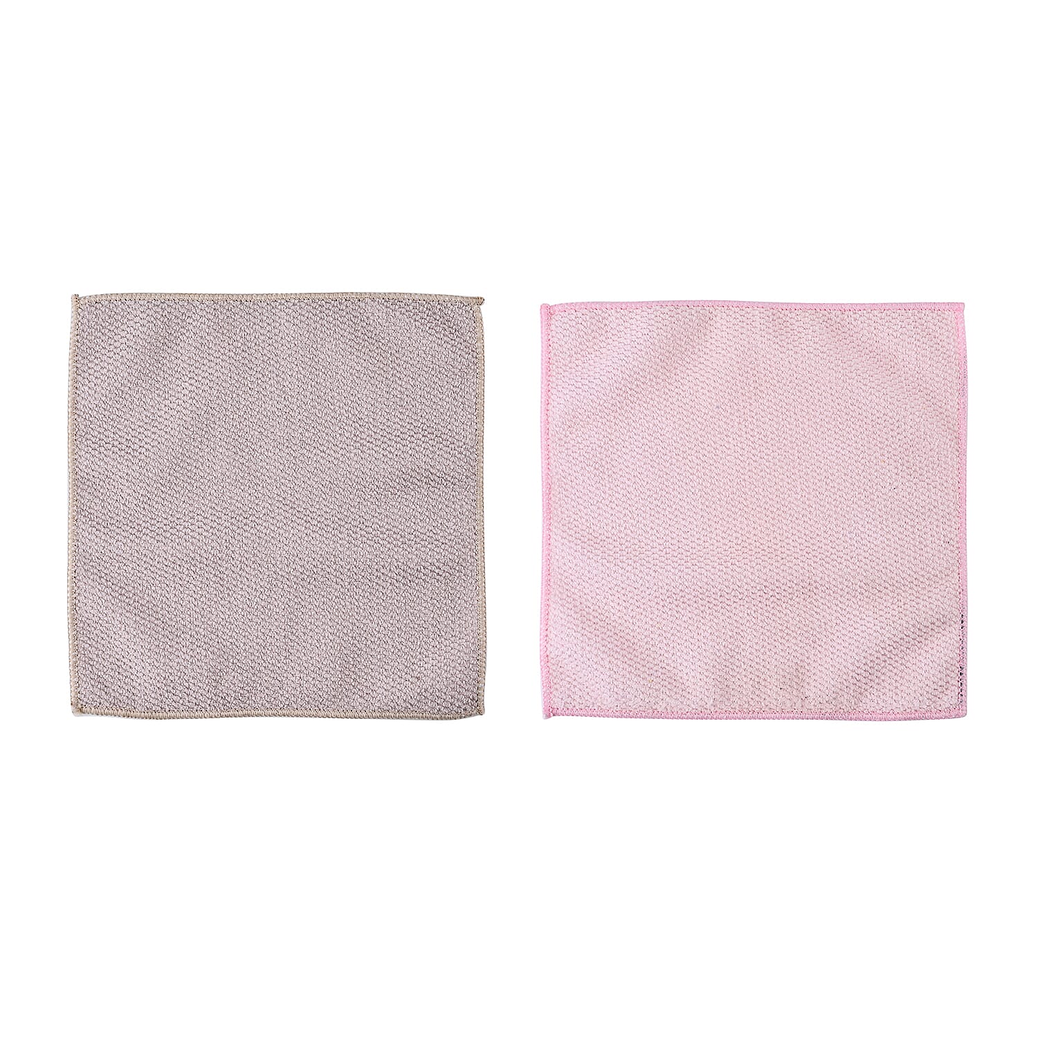 Set of 20 Double Sided Microfibre & Scratch Fibre Dish Cloth (Size 25x25 cm) - Pink & Beige