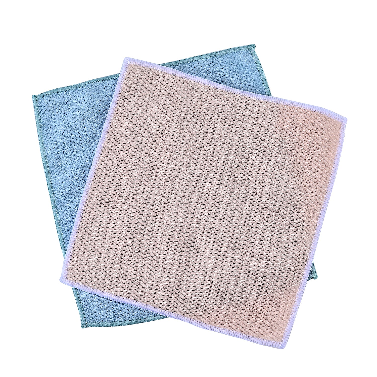 Set of 20 Double Sided Microfibre & Scratch Fibre Dish Cloth (Size 25x25 cm) - Blue & Beige