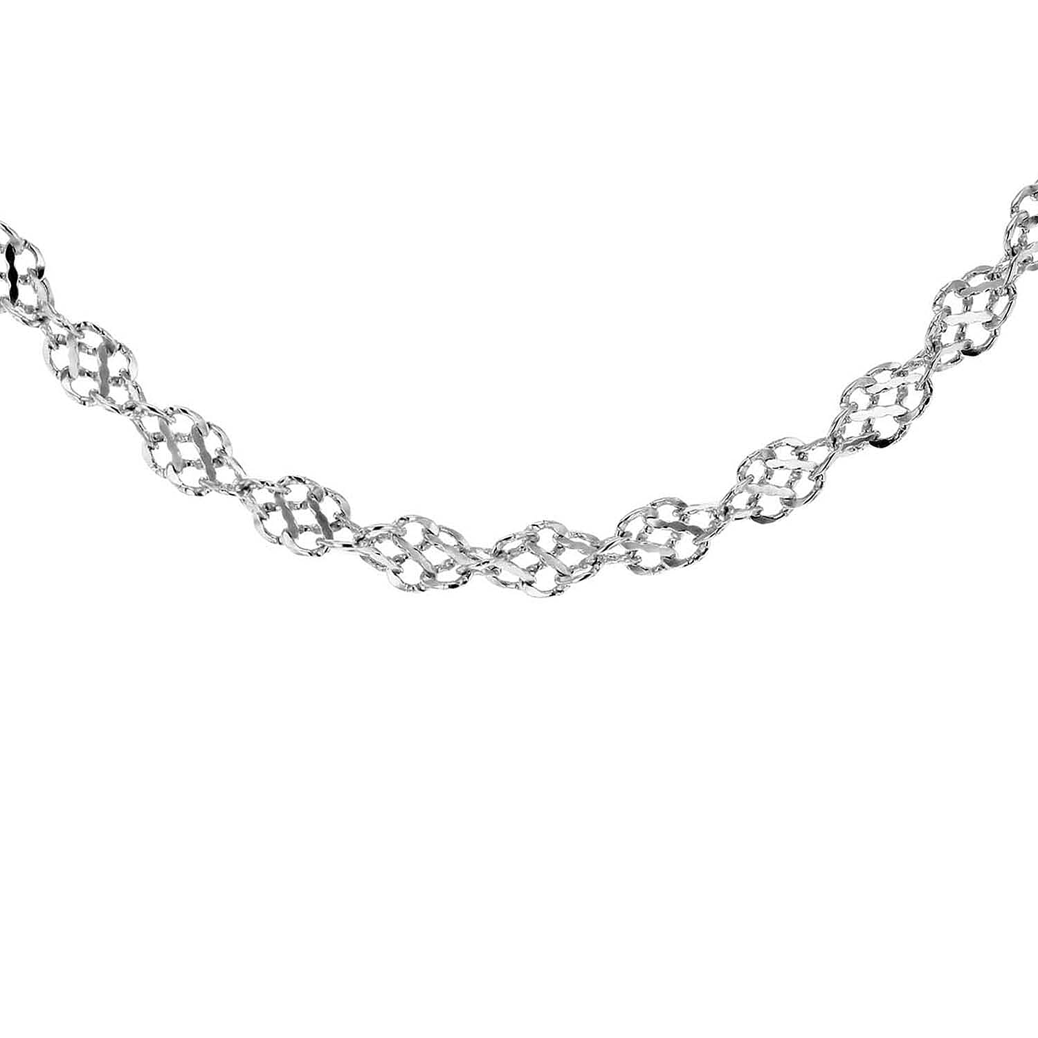 Rhodium Overlay Sterling Silver Chain (Size - 18),  Silver Wt. 9.1 Gms
