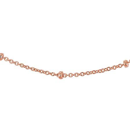 Sterling Silver Rose Gold Plated 1.5mm Ball and Trace Chain 18 Inch