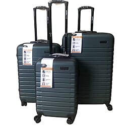 Bordlite Set of 3 - Durable Hard Shell 4 Wheel Suitcases with Soft Grip Handles - Black