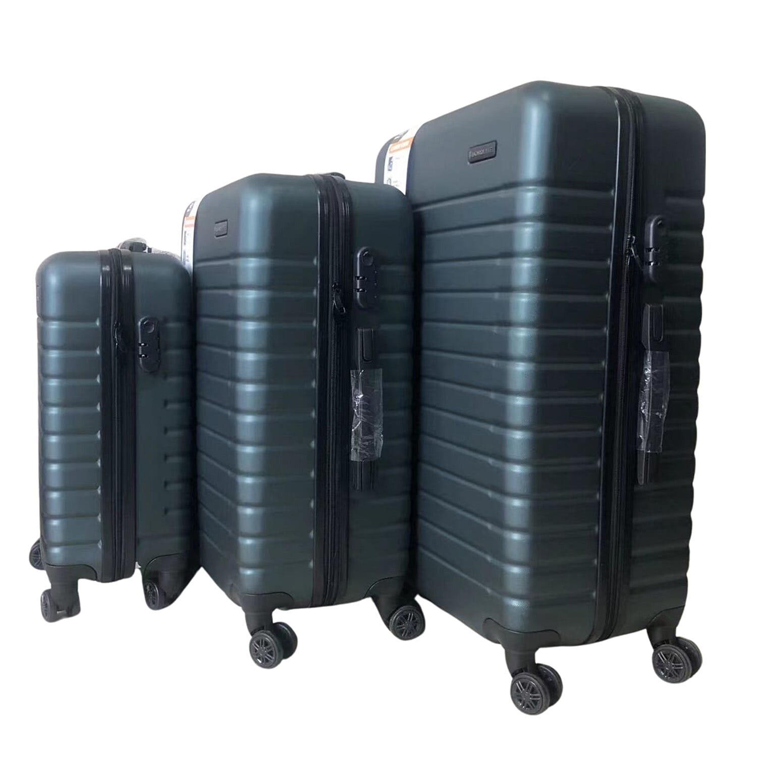 Closeout Bordlite Set of 3 - Durable Hard Shell 4 Wheel Suitcases with and Soft Grip Handles - Green