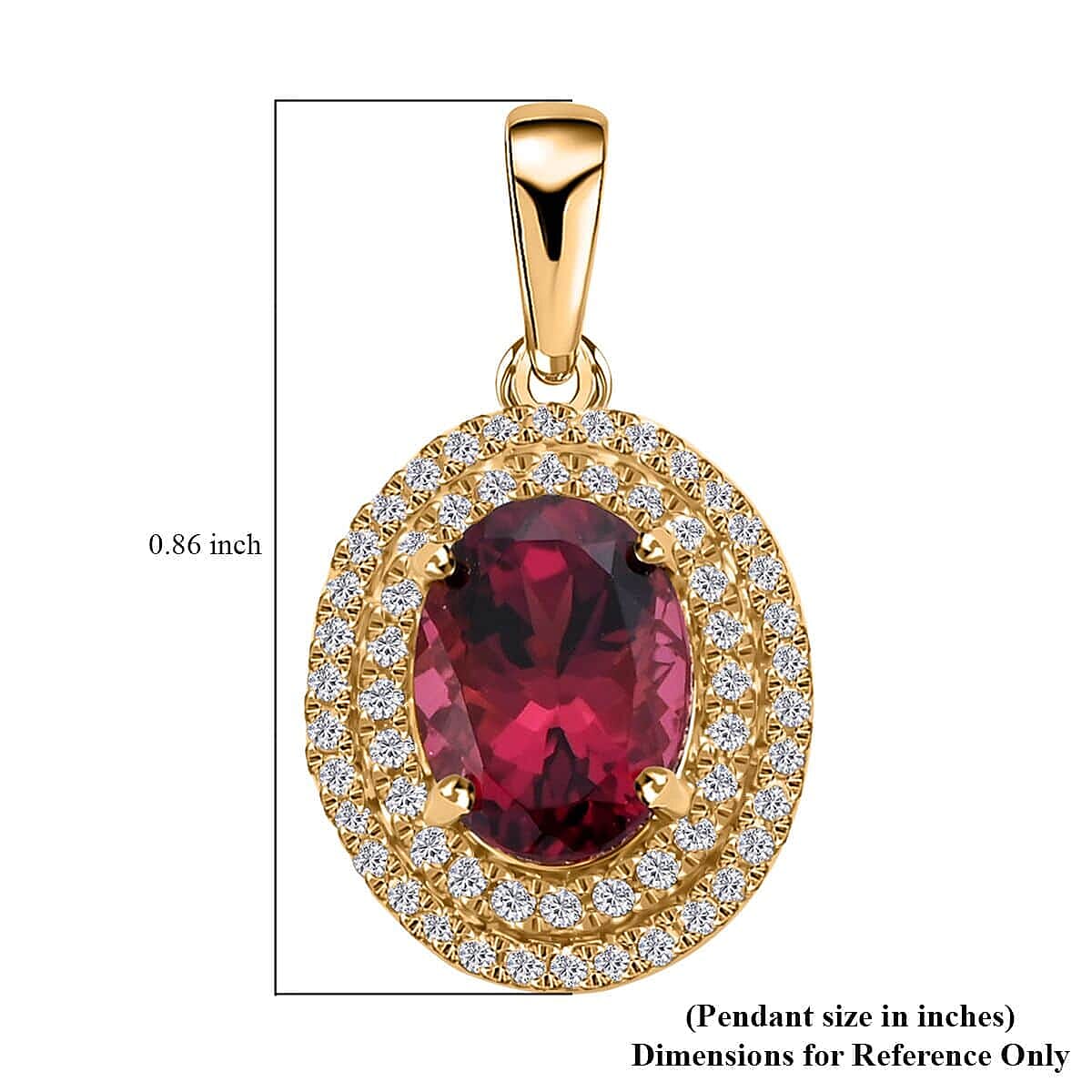 18K Yellow Gold  AAA   Rubellite ,  White Diamond  SI Pendant 1.70 ct,  Gold Wt. 2.26 Gms  1.700  Ct.
