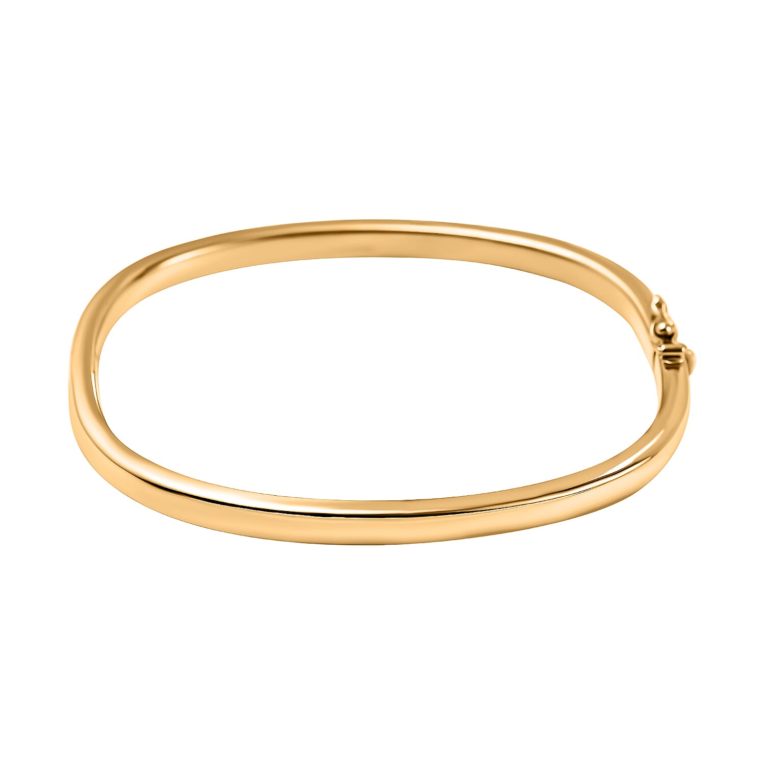 Hatton Garden Closeout 18K Yellow Gold Rectangular Tube Hinged Bangle (Size 7), Gold Wt. 9.40 Gms