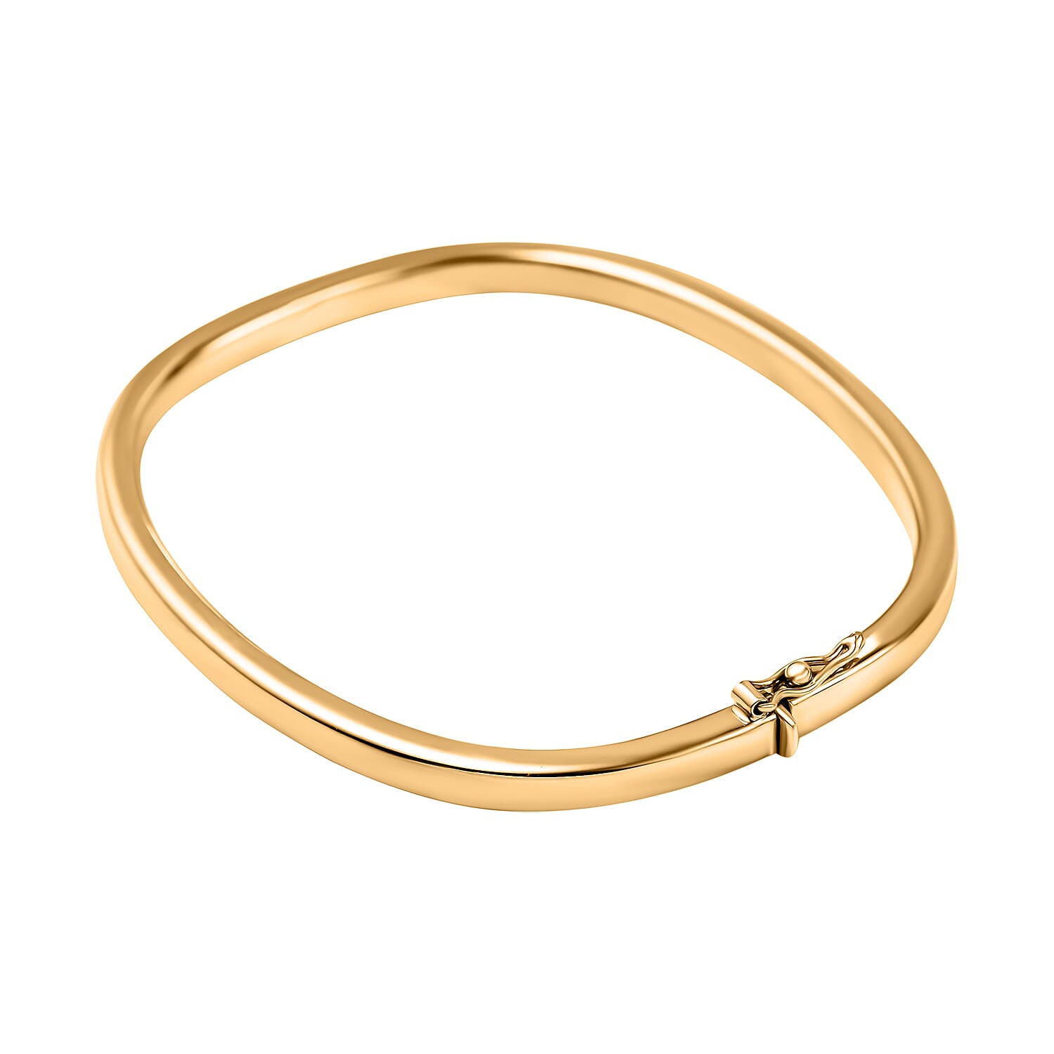 Hatton Garden Closeout 18K Yellow Gold Rectangular Tube Hinged Bangle (Size 7), Gold Wt. 9.40 Gms