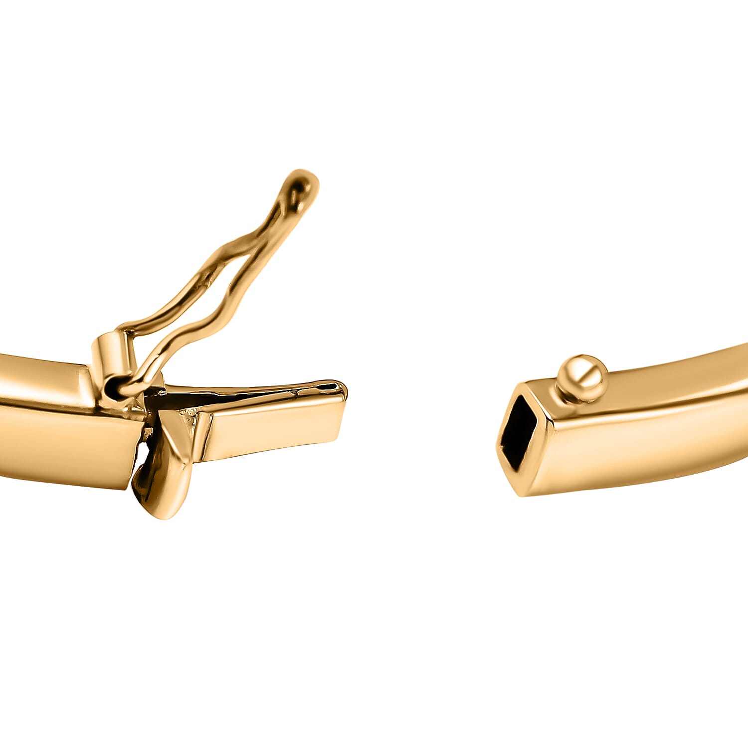 Hatton Garden Closeout 18K Yellow Gold Rectangular Tube Hinged Bangle (Size 7), Gold Wt. 9.40 Gms