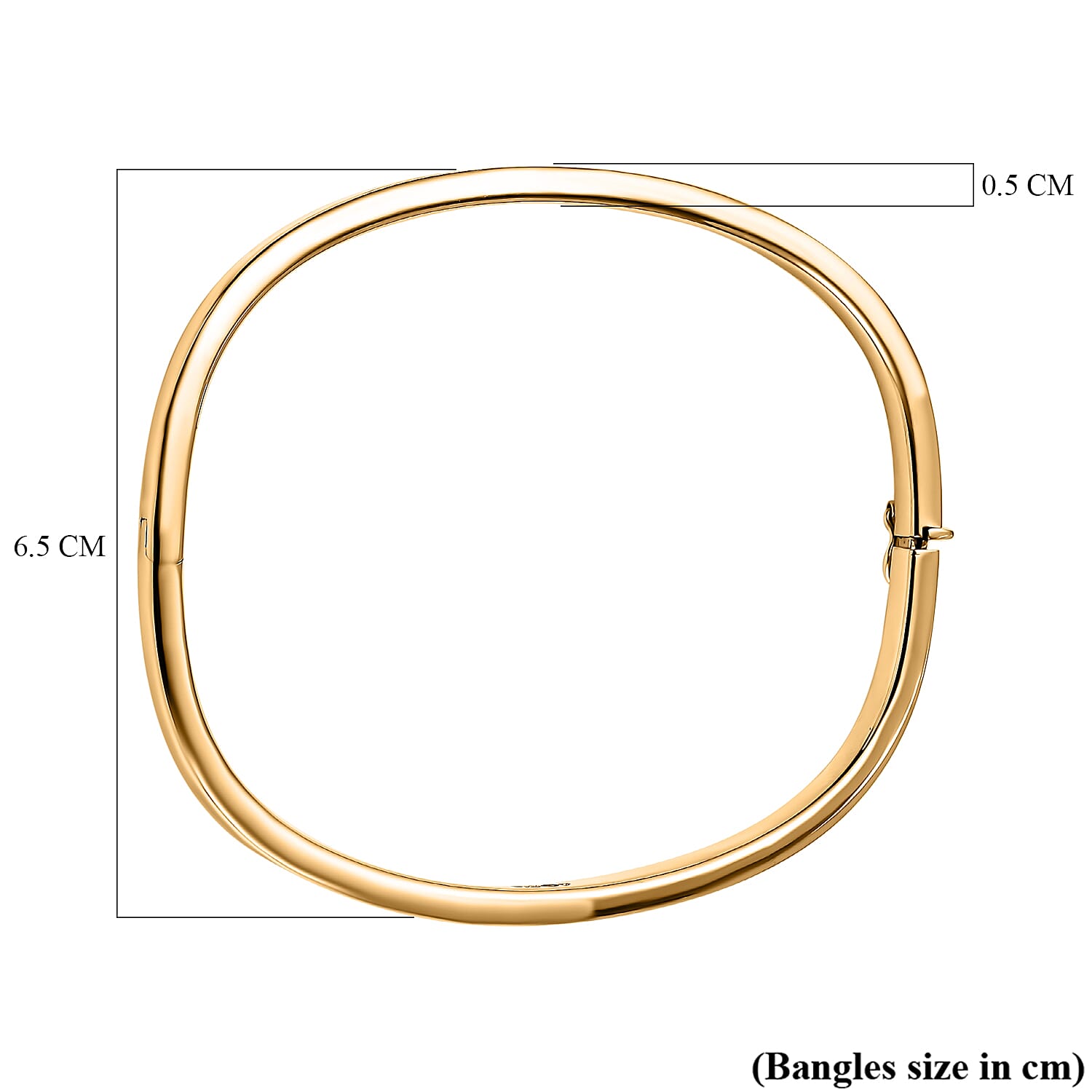 Hatton Garden Closeout 18K Yellow Gold Rectangular Tube Hinged Bangle (Size 7), Gold Wt. 9.40 Gms