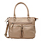 RFID Protected 100% Genuine Leather Shoulder Bag With Handle Drop - Beige