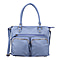 RFID Protected 100% Genuine Leather Shoulder Bag With Handle Drop - Blue