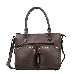 RFID Protected 100% Genuine Leather Shoulder Bag With Handle Drop - Blue