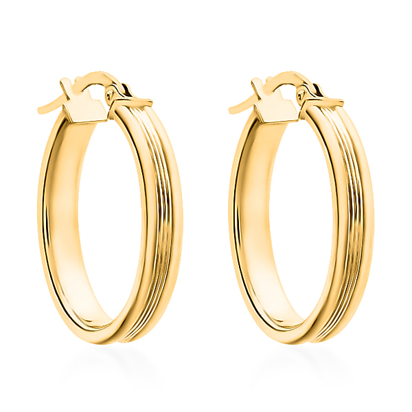 Hatton Garden Closeout 9K Yellow Gold Ribbed Oval Hoop Earrings ...
