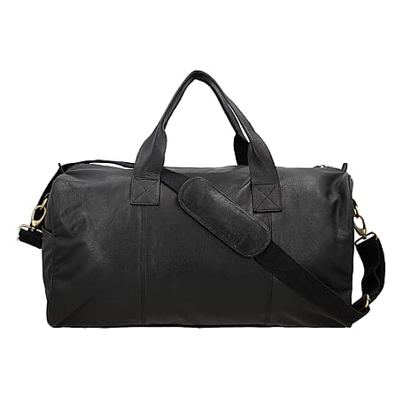 Vicenza CloseOut - 100% Genuine Leather Luggage Duffle Bag - Black