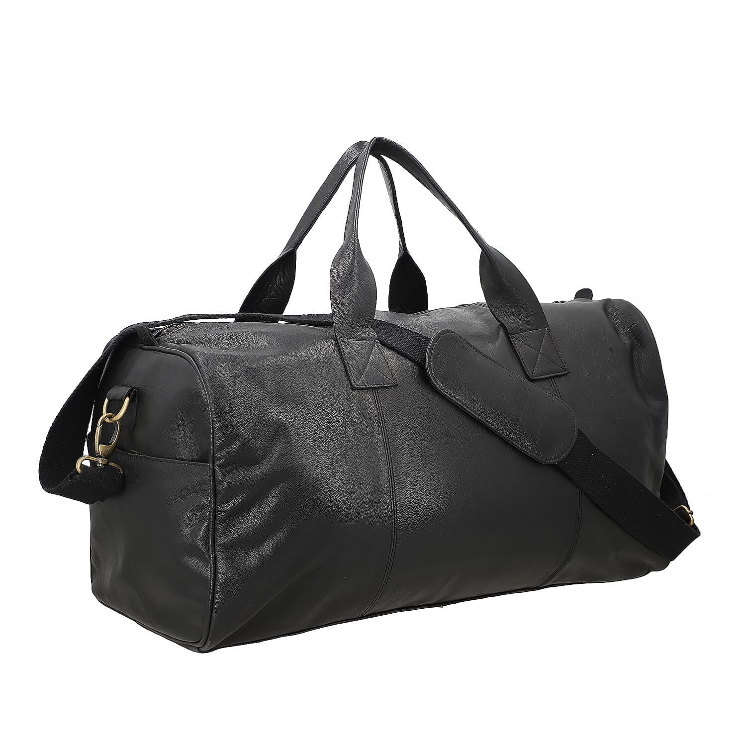 Genuine Leather Solid Travel Bag (Size 51x25x25 cm) - Black