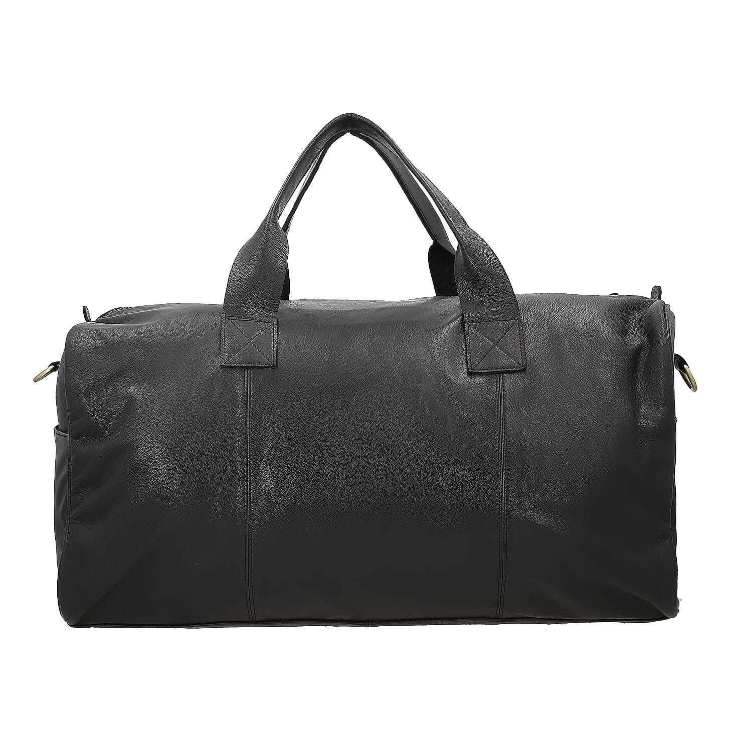 Genuine Leather Solid Travel Bag (Size 51x25x25 cm) - Black