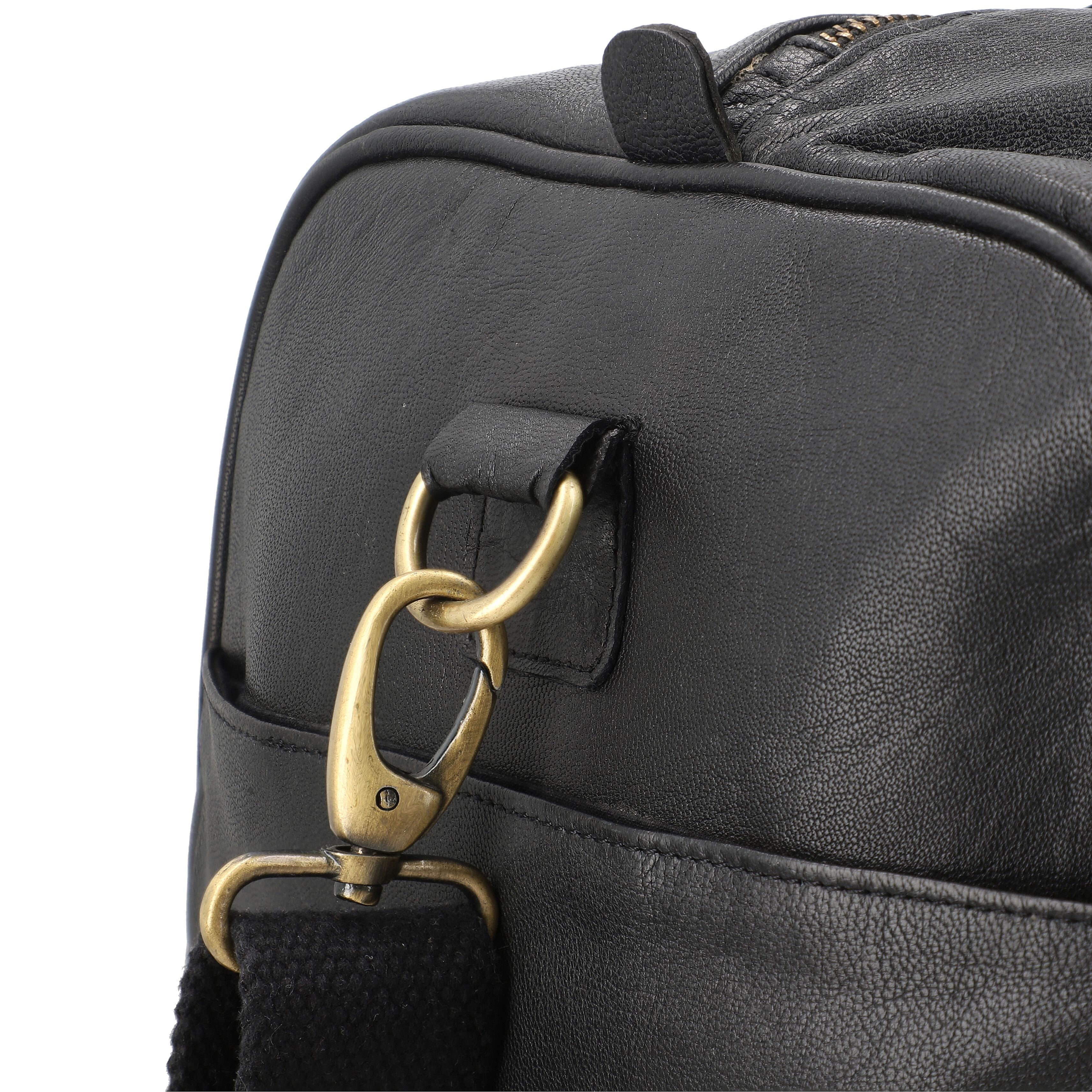 Genuine Leather Solid Travel Bag (Size 51x25x25 cm) - Black