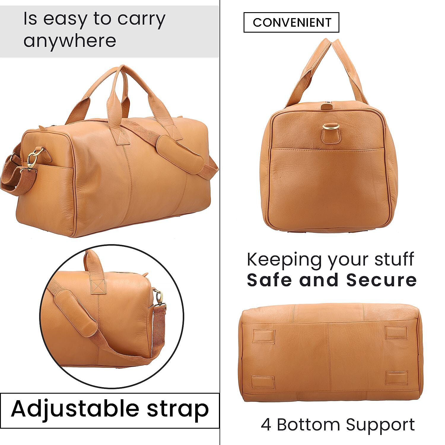 Vicenza CloseOut - 100% Genuine Leather Luggage Duffle Bag - Brown