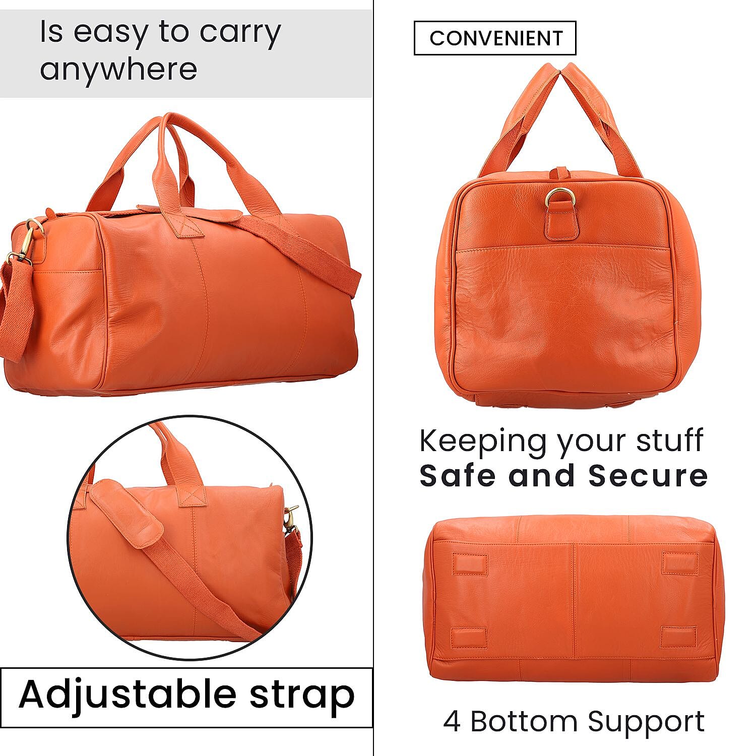 Vicenza CloseOut - 100% Genuine Leather Luggage Duffle Bag - Coral