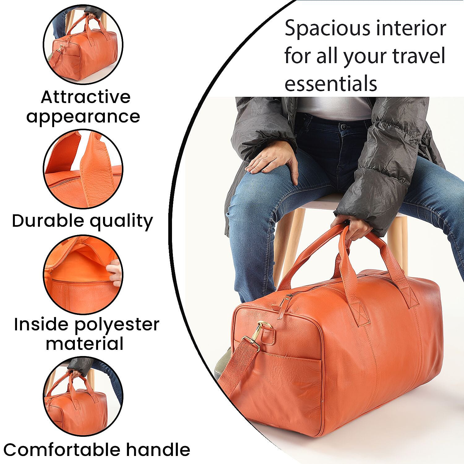 Vicenza CloseOut - 100% Genuine Leather Luggage Duffle Bag - Coral
