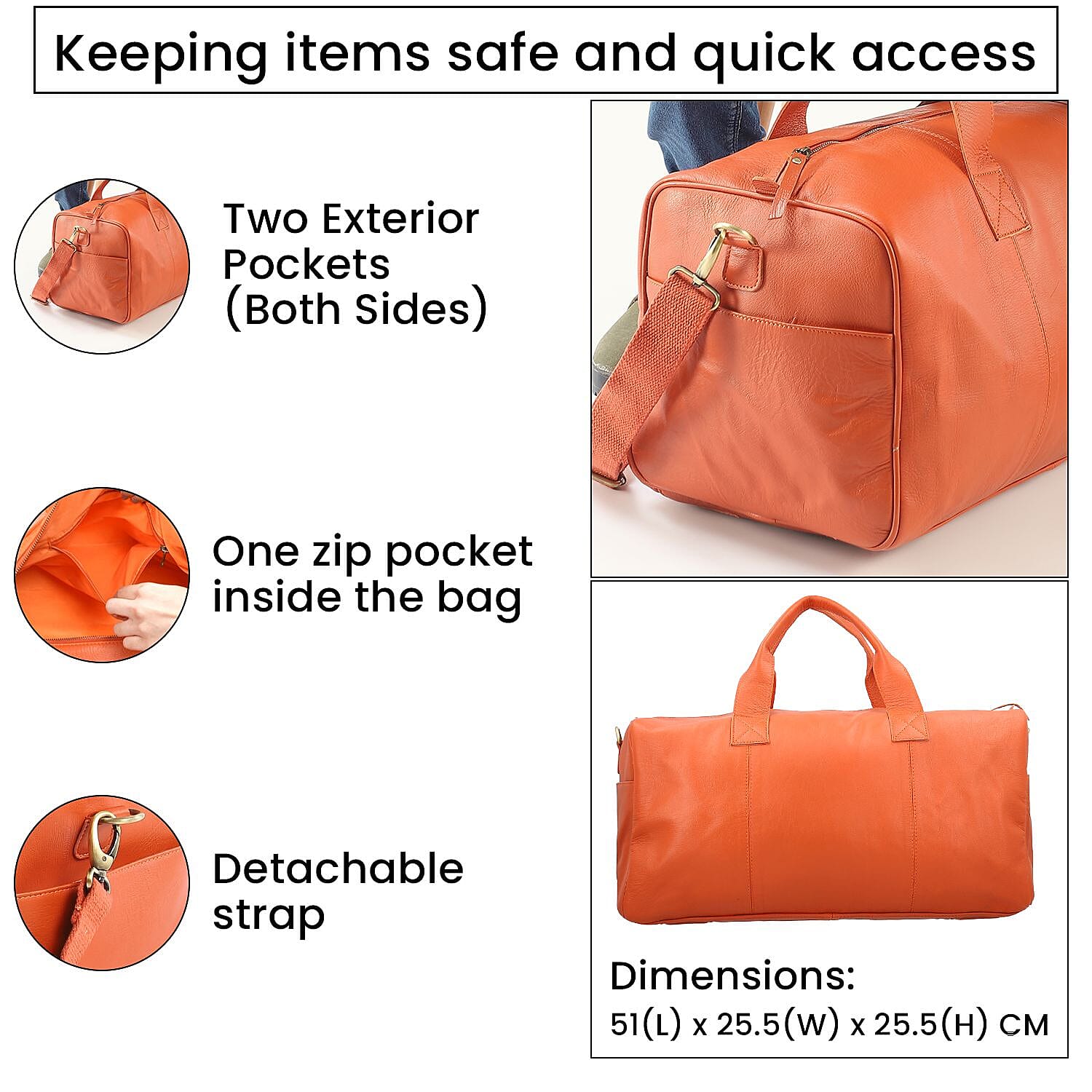 Vicenza CloseOut - 100% Genuine Leather Luggage Duffle Bag - Coral