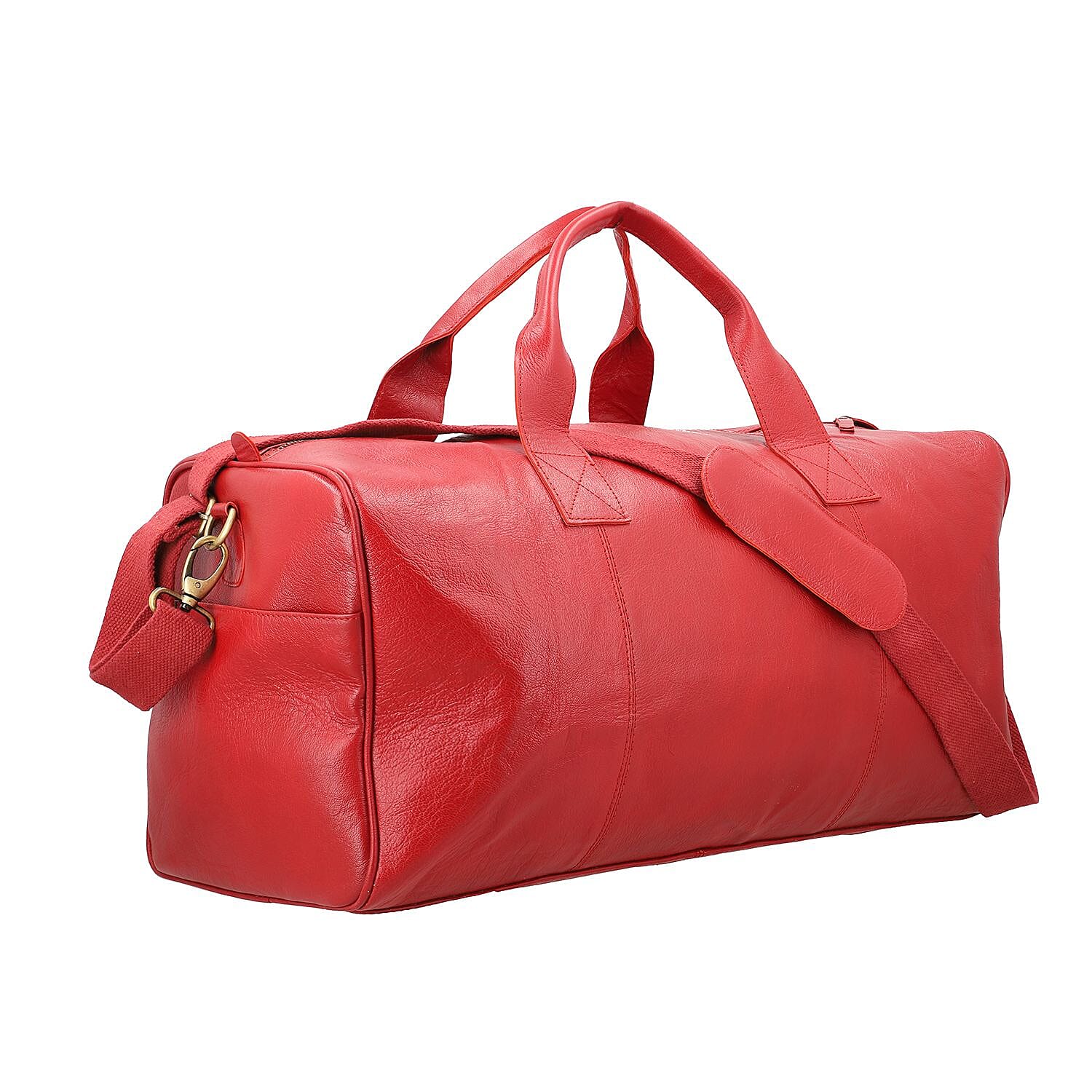 Vicenza CloseOut - 100% Genuine Leather Luggage Duffle Bag - Red