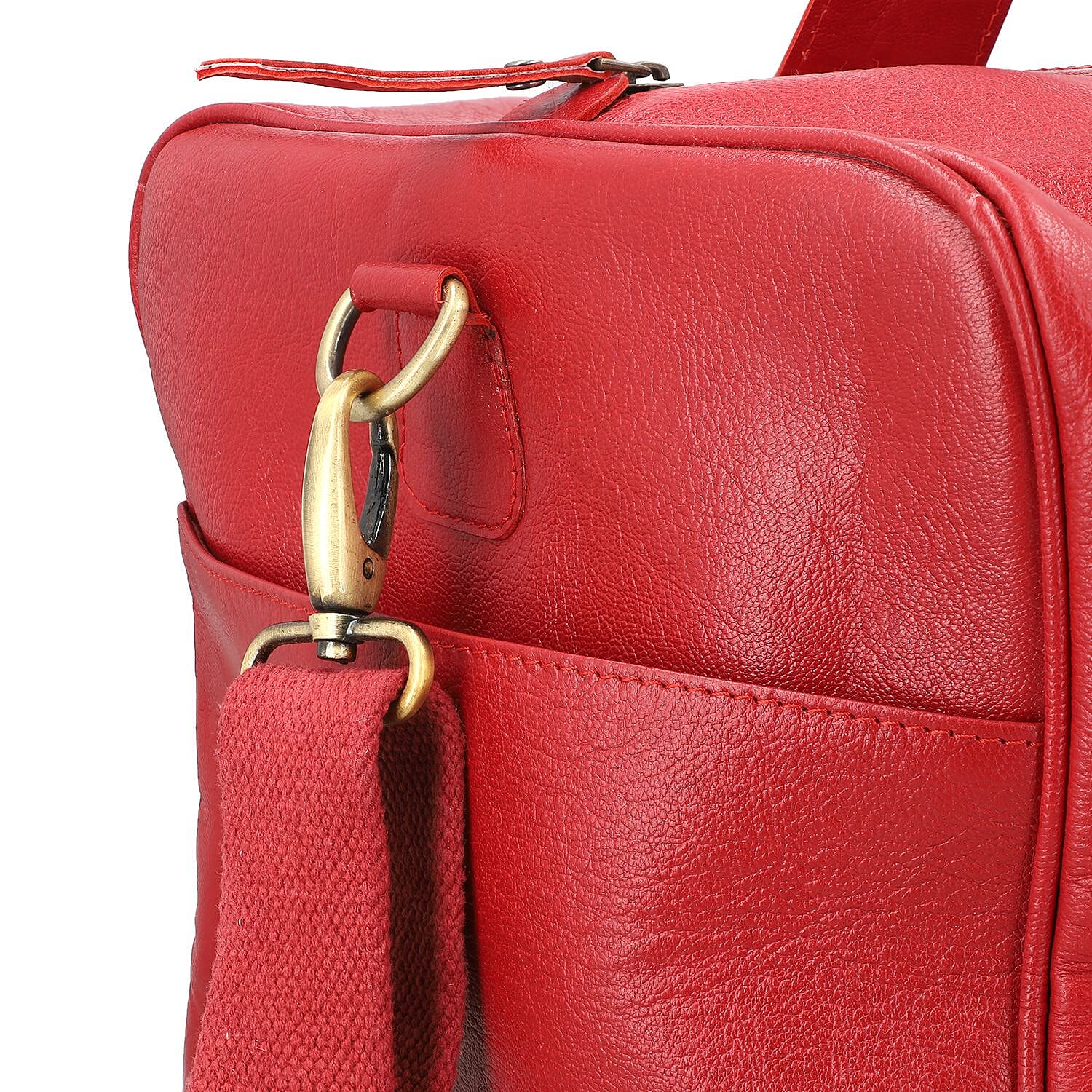Vicenza CloseOut - 100% Genuine Leather Luggage Duffle Bag - Red