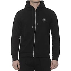 19V69 ITALIA by Alessandro Versace Hooded Zip Front Sweatshirt (Size L) - Black