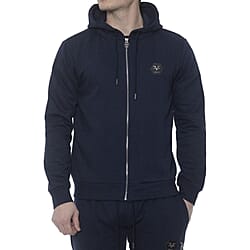 19V69 ITALIA by Alessandro Versace Hooded Zip Front Sweatshirt (Size L) - Navy