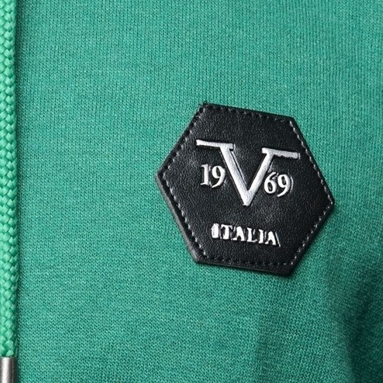 19V69 ITALIA by Alessandro Versace Hooded Zip Front Sweatshirt (Size L) - Black