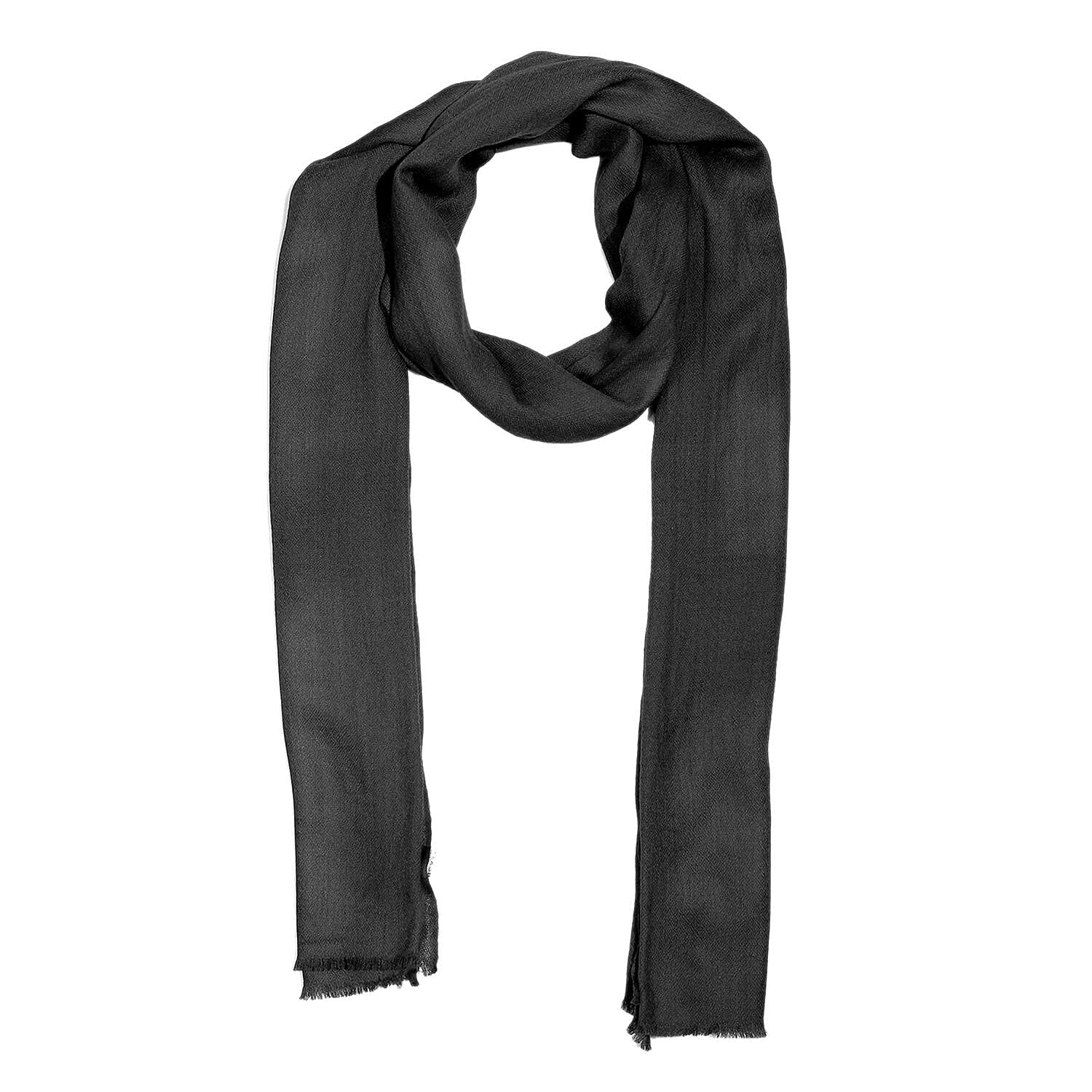 La Marey 100% Cashmere Pashmina Scarf (Size 190x70 Cm) - Black