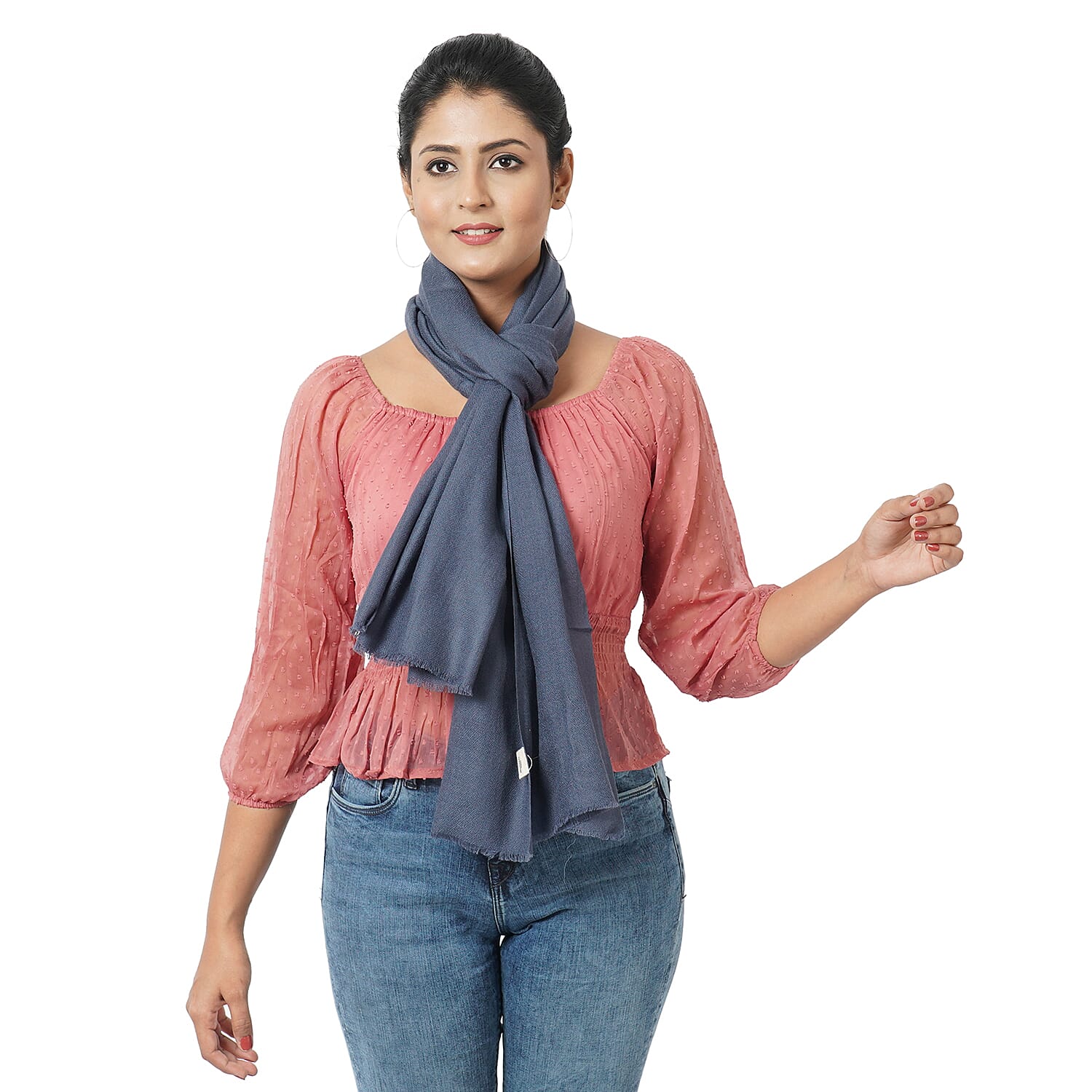 LA MAREY 100% Cashmere Woollen Scarf (Size - 190x70 Cm) - Dark Grey