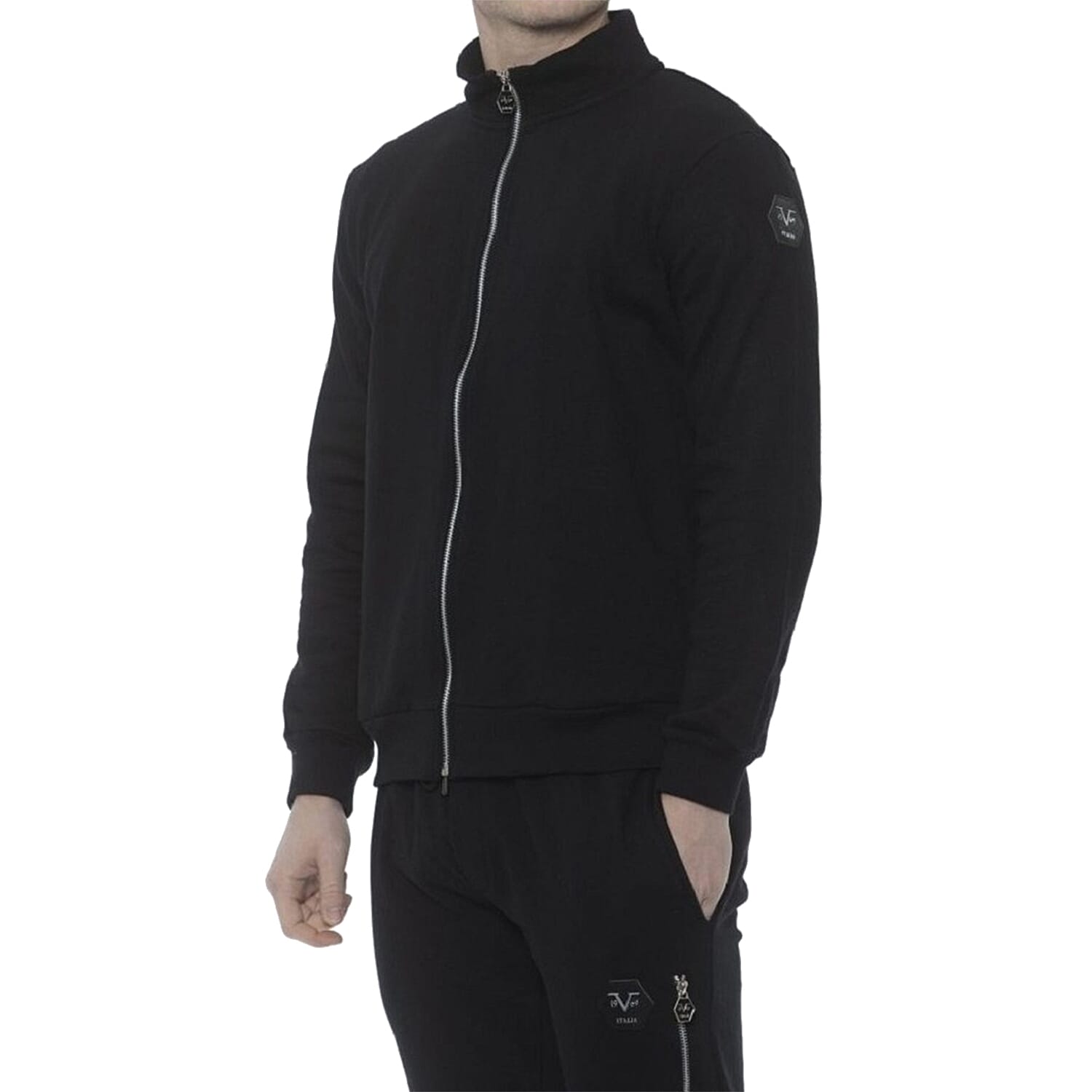 19V69 ITALIA by Alessandro Versace Zip Front Sweatshirt - Black