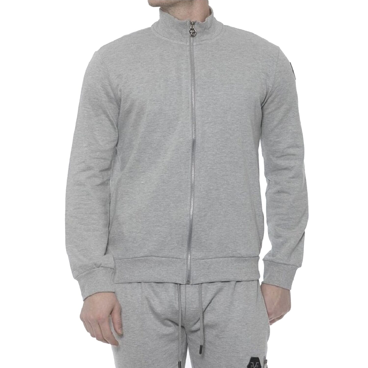 19V69 ITALIA by Alessandro Versace Zip Front Sweatshirt (Size L) - Grey