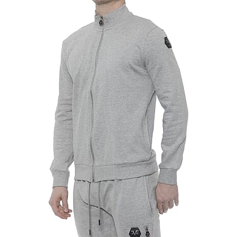 19V69 ITALIA by Alessandro Versace Zip Front Sweatshirt (Size L) - Grey