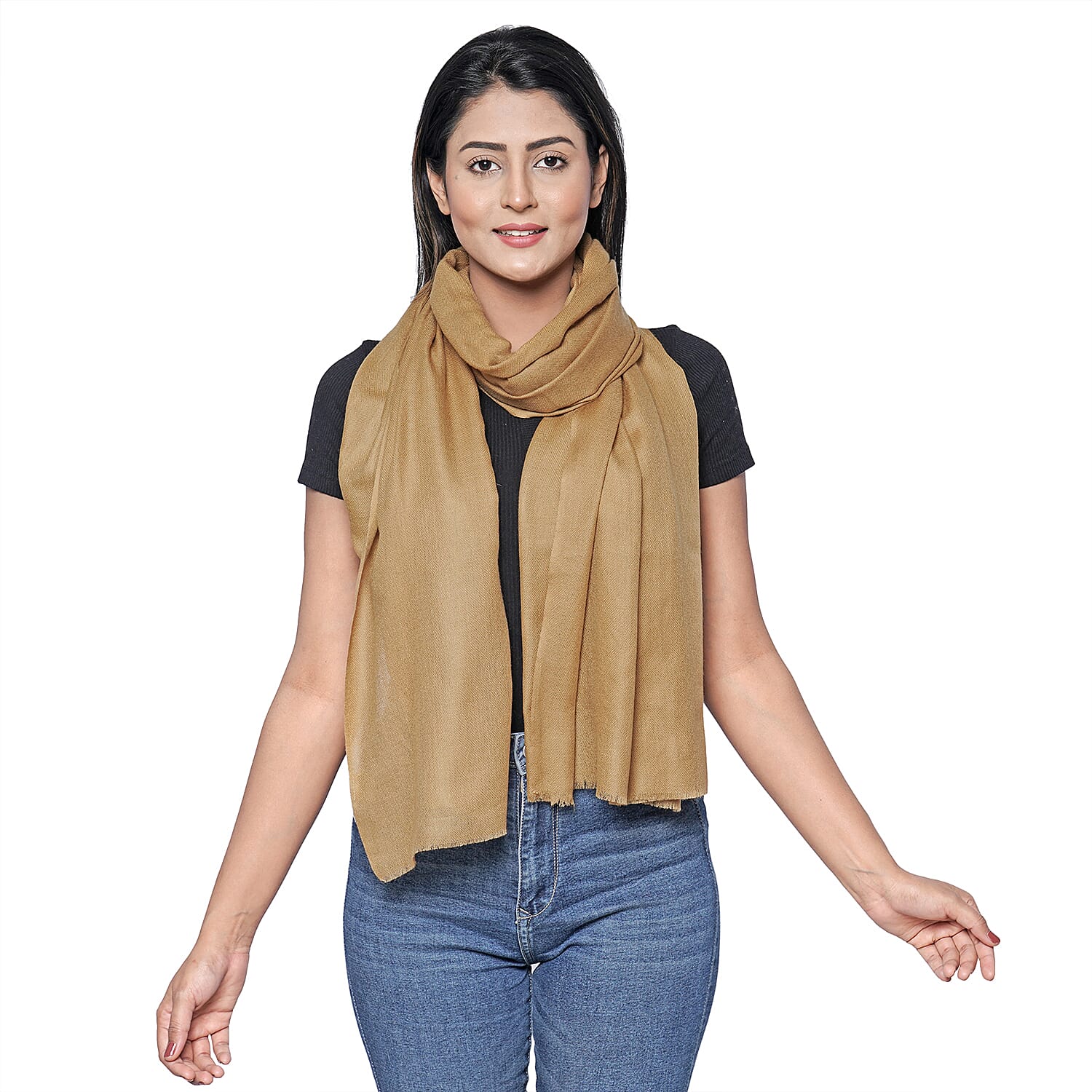 La Marey 100% Cashmere Wool Dark Gray Scarf