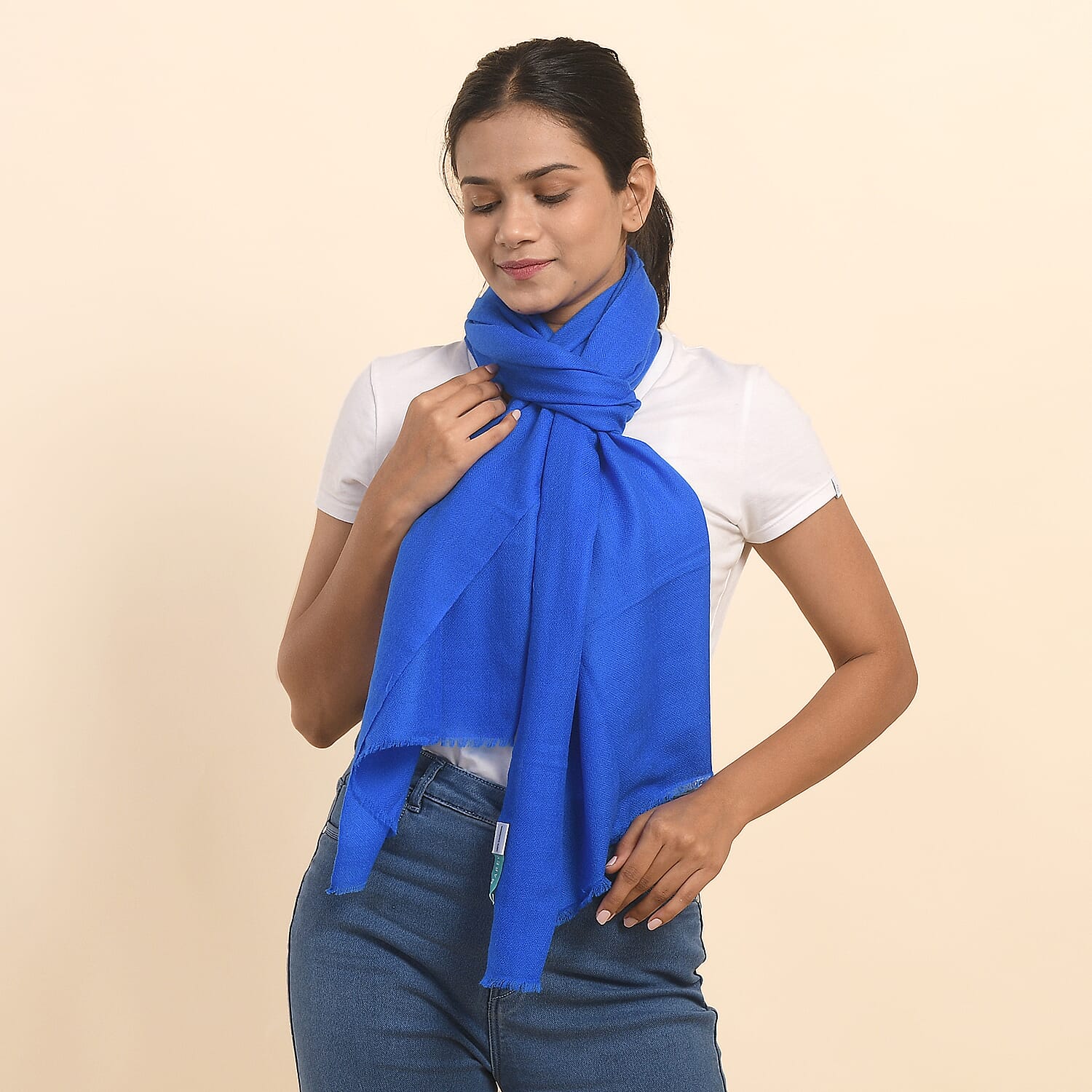 LA MAREY 100% Cashmere Woolen Scarf (Size - 190x70 Cm) - Hot Royal Blue