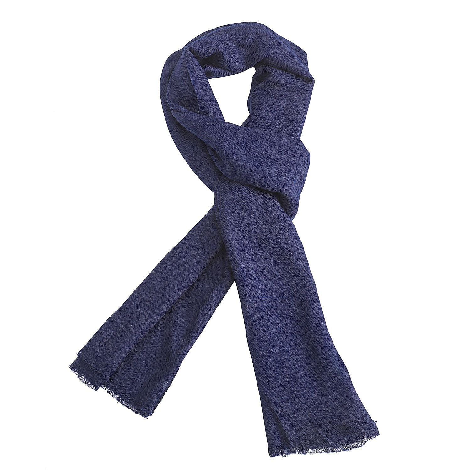 La Marey 100% Cashmere Pashmina Scarf (Size 190x70 Cm) - Dark Blue