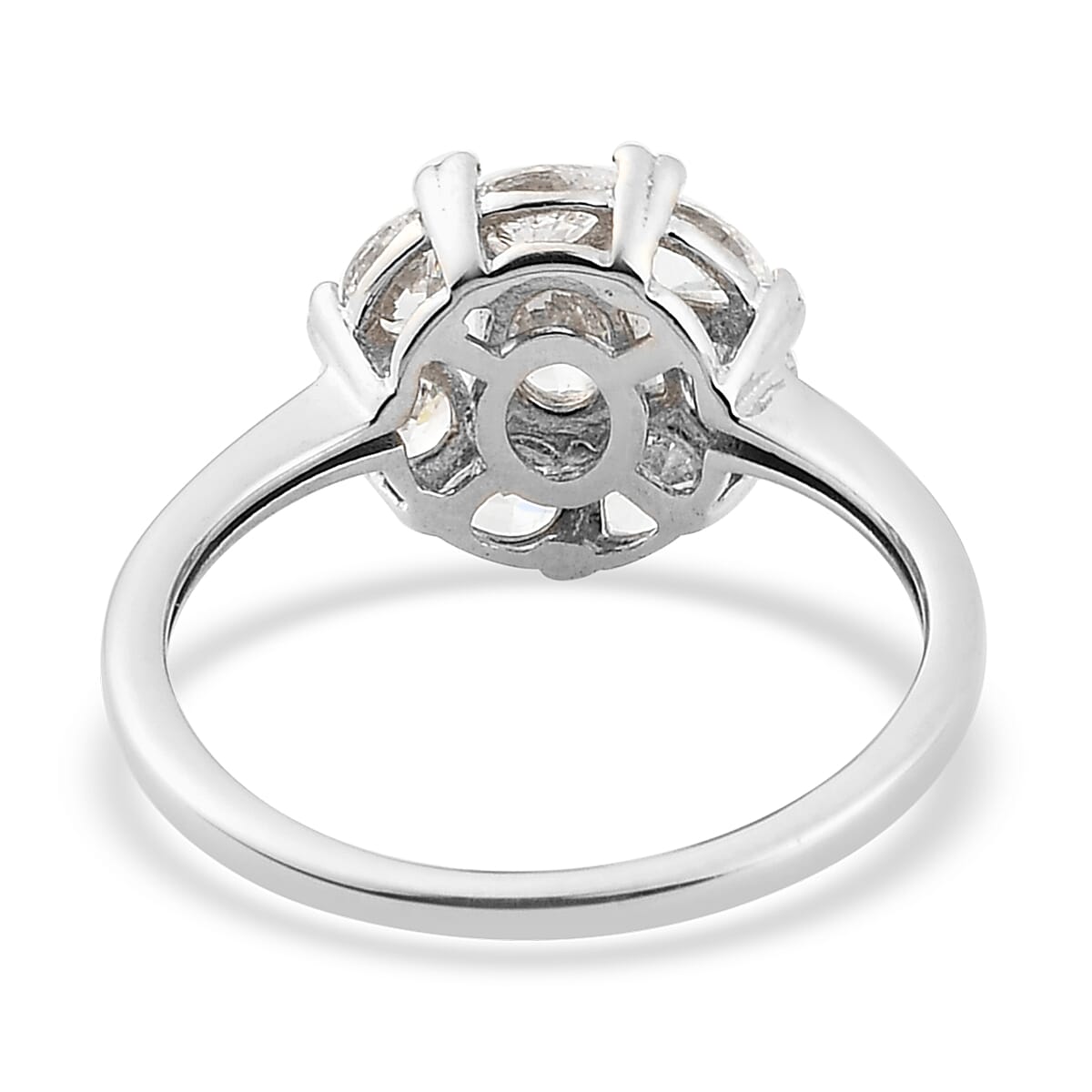 Lustro Stella Platinum Overlay Sterling Silver Ring Made with Finest CZ 2.23 Ct.