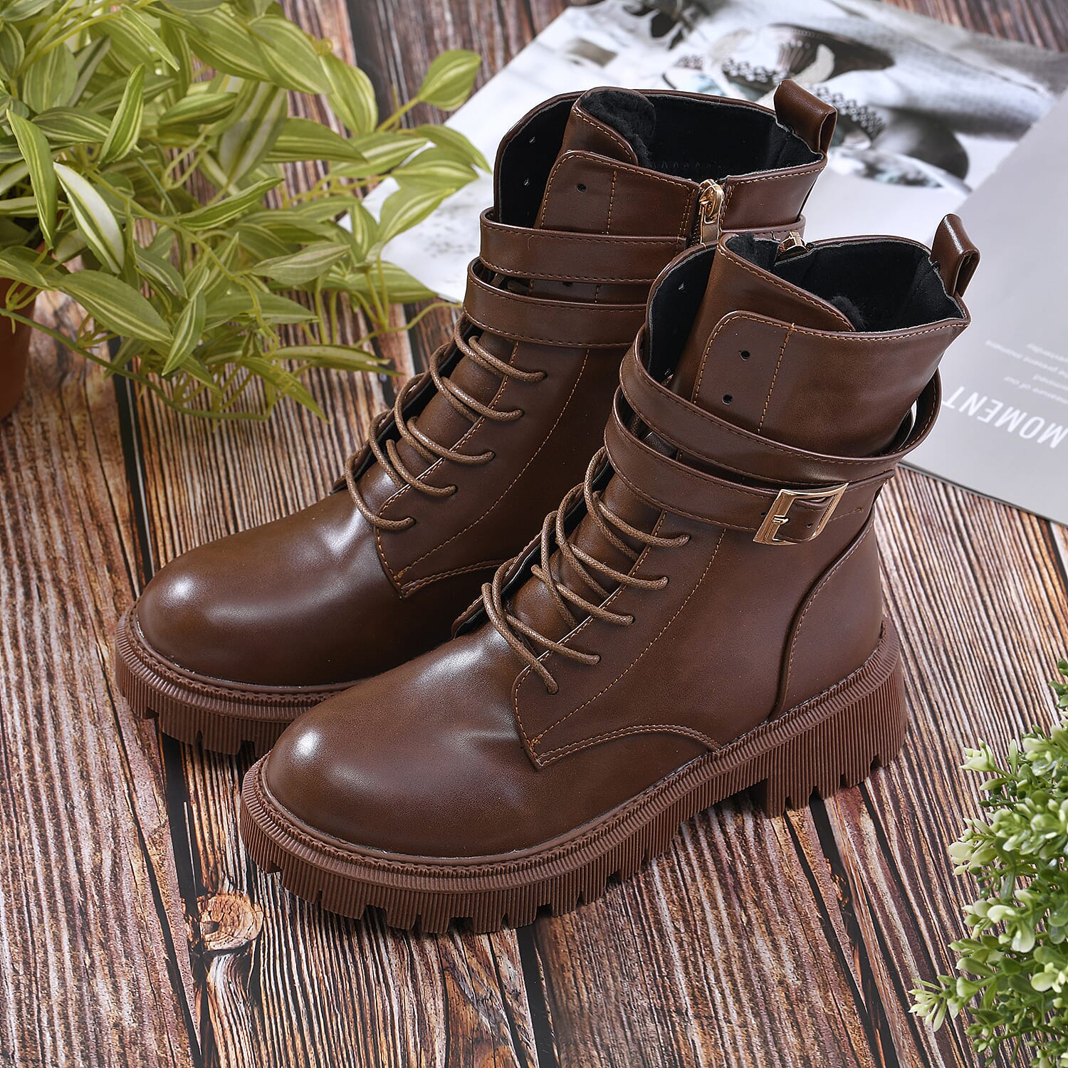 LA MAREY Womens boots Upper  PU Lining  Cotton shoe sole TPR