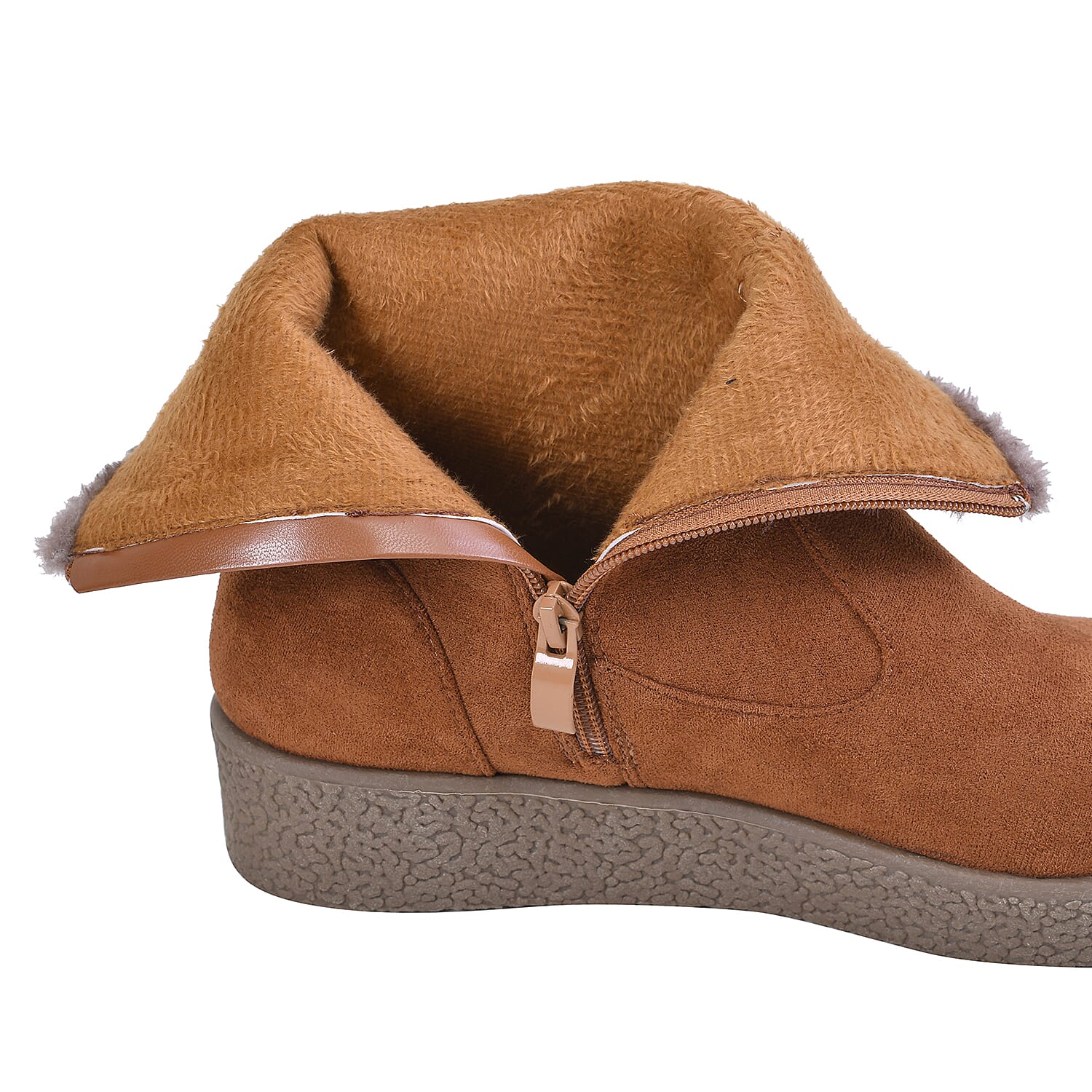 LA MAREY Faux Fur Collar Ankle Boots - Black