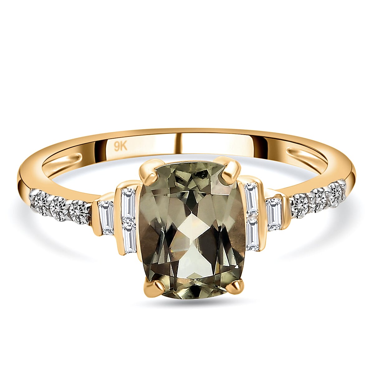9K Yellow Gold Turkizite and Natural Zircon Ring 1.86 Ct.