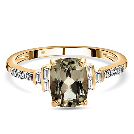 9K Yellow Gold Turkizite and Natural Zircon Ring 1.86 Ct.
