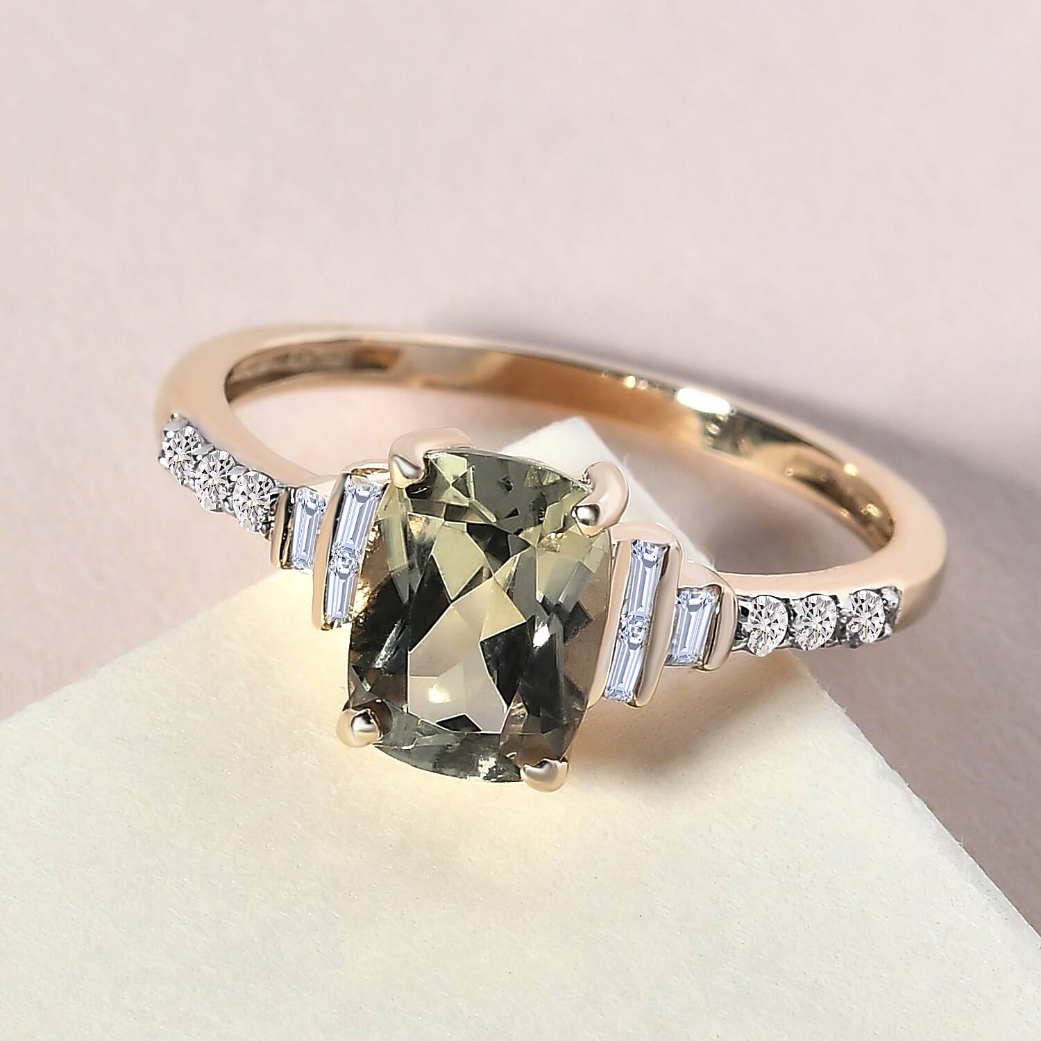 9K Yellow Gold Turkizite and Natural Zircon Ring 1.86 Ct.